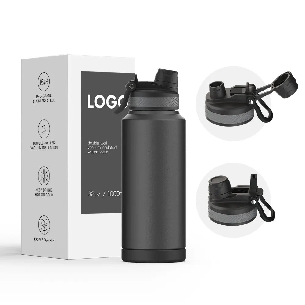New Design Stainless Steel Vacuum Water Bottle Sport Water Bottles with 2 in 1 Lid