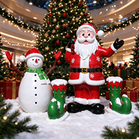 Ensemble de décorations de Noël extérieures résistantes aux intempéries en fibre de verre : Statues en résine de Père Noël, Bonhomme de neige et bottes d'elfe pour l'aménagement de jardin en période des fêtes