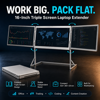 Moniteur triple pour ordinateur portable, écran portable de 15,6 pouces, moniteur triple pliable, écran FHD USB-C