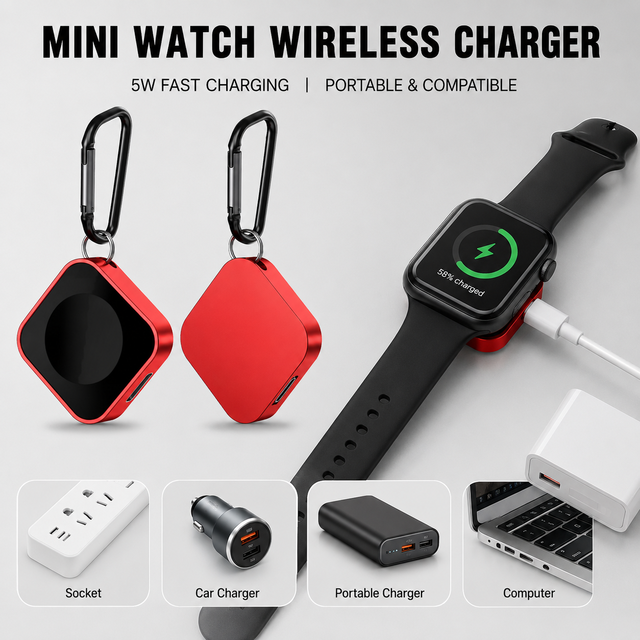 5W Portable Slim Custom logo Magnetic Fast Aluminium Alloy Dual Port Custom Wireless Charging Pad Charger for Smart Apple Watch