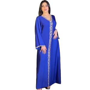 Vêtements traditionnels musulmans Nida bleu robe de soirée modeste <span class=keywords><strong>Jellaba</strong></span> Femme - Product Image 1