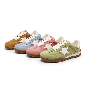 Disponibili <span class=keywords><strong>Sneakers</strong></span> da Donna in Camoscio <span class=keywords><strong>con</strong></span> Stelle Pastello, Scarpe Casual Stile Retrò Tedesco <span class=keywords><strong>con</strong></span> Suola in Gomma - Product Image 2