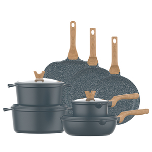 Thấp moq nhà máy trực tiếp nhôm nồi không dính 21PCS nhôm Cookware Pot Set bao gồm Fry Pan Sauce Pan nồi súp - Product Image 2