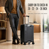 Valise rigide PC 20 22 24 26 pouces, ensemble de bagages à roulettes avec serrure à combinaison TSA, chariot en aluminium, double roues, logo personnalisé OEM