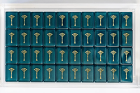 Tuiles de Mahjong pliables de luxe modernes vert émeraude personnalisées avec motifs artistiques Ginkgo pour le divertissement