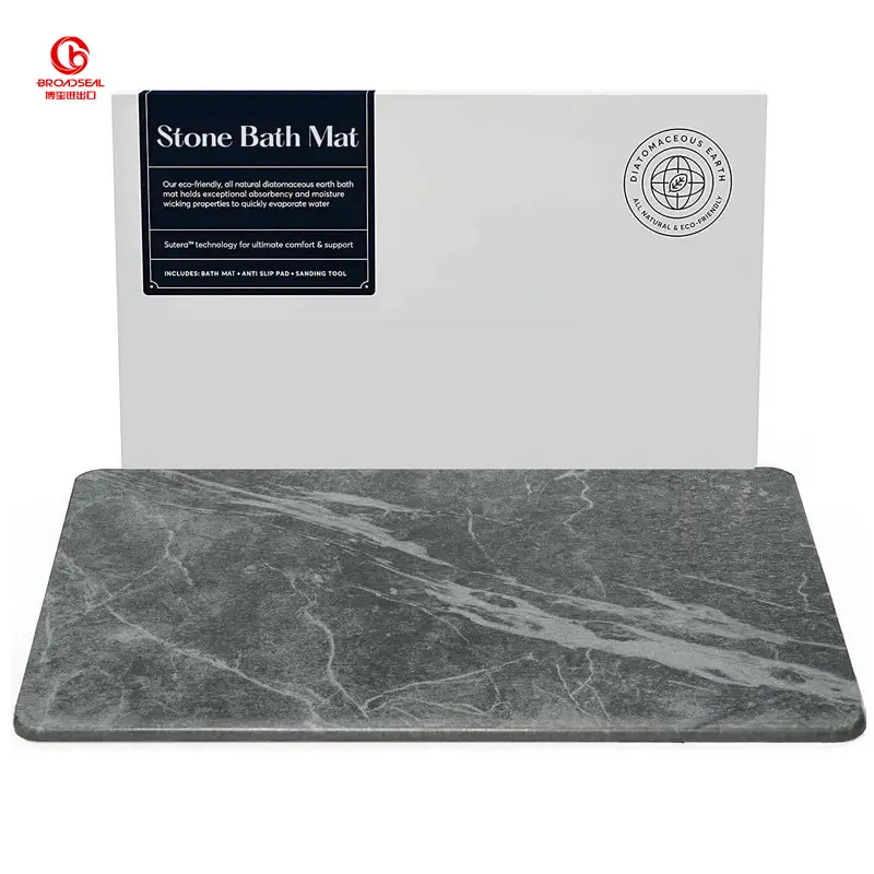 Đá Cẩm Thạch Thiết Kế Siêu Thấm Nhanh Chóng Làm Khô Mềm Diatomaceous Trái Đất Tắm Mat Diatomite Đá Tắm Thảm