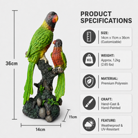 Figurine de perroquet peinte à la main en polyrésine, statue d'oiseau pour jardin tropical, patio, cour, balcon, décoration intérieure, cadeau d'extérieur