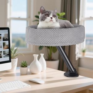 Lit surélevé pour chat pour bureau sur bureau garde chaton chat près et zone de travail avec coussin pour animaux de compagnie emballage de commande par correspondance - Product Image 5