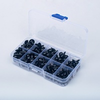 150 pièces d'accessoires en plastique noir de 6 à 12 mm pour bricolage, yeux de sécurité pour ours en peluche, animaux en peluche, poupées, amigurumi, mini-jouets