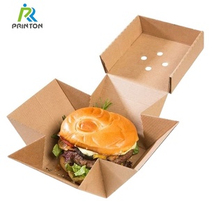 Caja de hamburguesas corrugada, embalaje personalizado de comida rápida <span class=keywords><strong>para</strong></span> llevar, fiambrera <span class=keywords><strong>para</strong></span> hamburguesas, logotipo impreso, <span class=keywords><strong>papel</strong></span> <span class=keywords><strong>Kraft</strong></span> desechable - Product Image 5