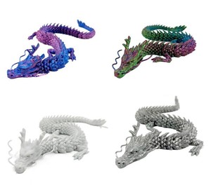 Dragon chinois mobile personnalisé de 45 cm, jouet animal en plastique imprimé en 3D pour cadeaux et décoration intérieure, Loong imprimé lumineux - Product Image 1