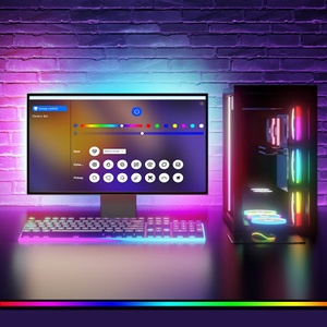 Banqcn trang trí phòng tùy chỉnh rgbic breakpoints chạy <span class=keywords><strong>PC</strong></span> Sync nhiều màu LED Neon dải đèn hồ sơ 5m 3M cho phòng ngủ - Product Image 5