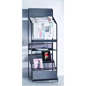 2 tiers ferro filo metallico biblioteca tabloid giornale rack