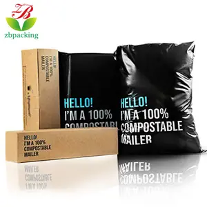 Biodegradable Poly Mailer Compostable Mailing Courier Packaging Shipping Bags With Logo Custom Printed For Clothing