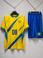 Ensemble de maillots de football personnalisés unisexe, respirant, 100% polyester, imprimé par transfert thermique, manches courtes, uniforme de football, nom du joueur de l'équipe