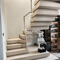 Escalier flottant moderne pour villa, avec garde-corps en verre, escaliers suspendus pour l'intérieur de la maison, appartement duplex, immeuble