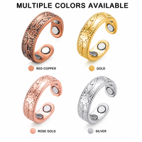 Cincin Tembaga Magnetik Vintage 99,9% Tembaga Murni Terapi Bio Energi Penyembuhan Cincin Manset Terbuka yang Dapat Disesuaikan untuk Meredakan Nyeri Arthritis