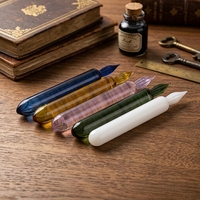Stylo à plume en verre avec logo personnalisé, fait main, coloré, pour la calligraphie, l'écriture, le dessin et les cadeaux de papeterie