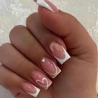 24 pièces de faux ongles courts carrés en ABS rose Pure Desire Diamond Private Label avec colle, ongles artificiels