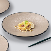 Assiette à dîner en mélamine bicolore de qualité alimentaire A5 pour restaurant de fondue et de barbecue