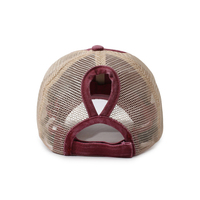 Gorra de béisbol de algodón lavado con logo personalizado para mujer, estilo cola de caballo o moño despeinado, tipo trucker con malla trasera transpirable, venta al por mayor OEM