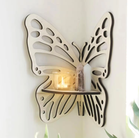 Étagères murales flottantes en bois en forme de papillon pour coins de mur, pour cristaux et pierres, décoration bohème, cadeau esthétique et sorcière