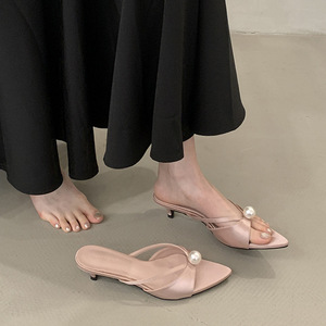 Vestido de Fiesta Elegante Estilo 2026 para Mujer, Sandalias de Tacón Alto con Perlas y Rayas, Zapatos de Vestir de Noche - Product Image 5