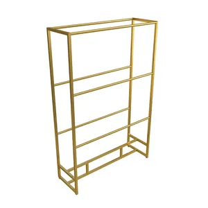 Golden Floor Home Textile Curtain Metal Exhibition Easy to Assemble Shelves, Multi Layer Leather Fabric Sample Display Rack