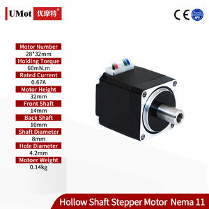 Motor Stepper Hybrid Nema 11 UMOT Tinggi 32mm dengan Poros Berongga Mikro, Arus 0.67A, Torsi Tahan 60mN.<span class=keywords><strong>m</strong></span>, Motor CNC Poros Ganda - Product Image 2