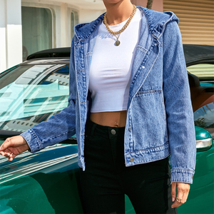 <span class=keywords><strong>Veste</strong></span> en <span class=keywords><strong>jean</strong></span> ample et décontractée de couleur unie pour femmes, printemps, avec poches inclinées, <span class=keywords><strong>veste</strong></span> en <span class=keywords><strong>jean</strong></span> à capuche - Product Image 6