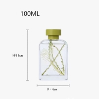 Vente en gros d'arômes uniques vides de 100ml décor de fleurs sèches sans feu ensemble de diffuseurs de roseaux en verre de luxe pour la maison