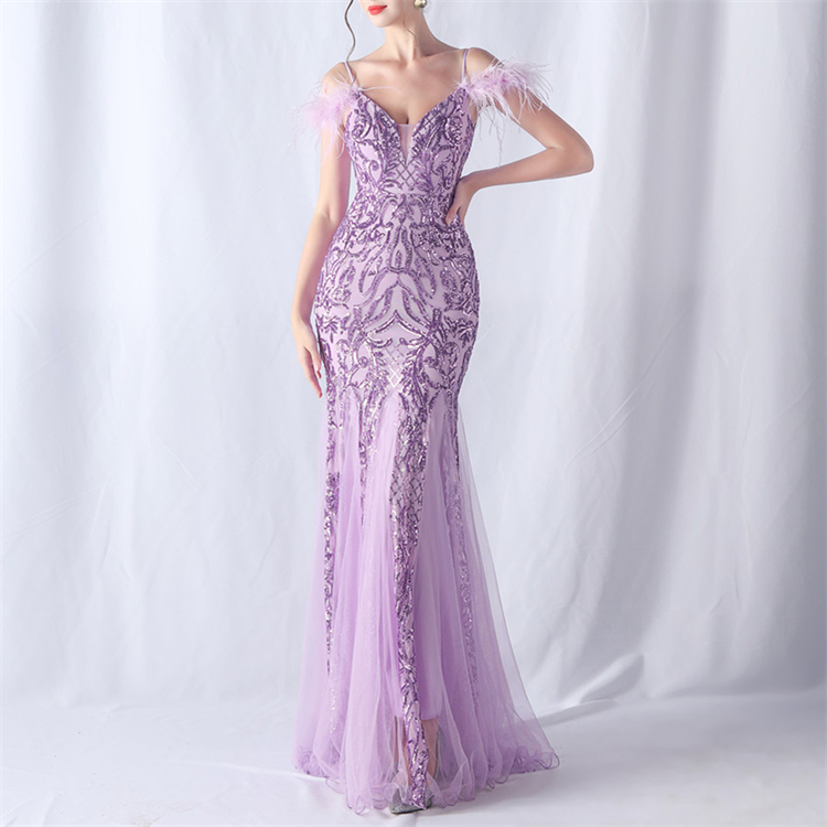 open lace back dress Sexy Purple Satin Sweetheart V-Neck Sleeveless Side Slit Mermaid Long   SofieBridal