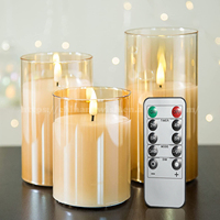 Kanlong Vente en gros Ampoules scintillantes à flamme réelle 3d Ensemble sans flamme de 3 bougies électroniques à LED Télécommande à commande lumineuse