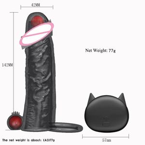 Kondom kristal bergetar pembesar untuk pria Pria kondom dapat digunakan kembali Dildo Vibrator cincin <span class=keywords><strong>Penis</strong></span> lengan toko seks dewasa seks - Product Image 2