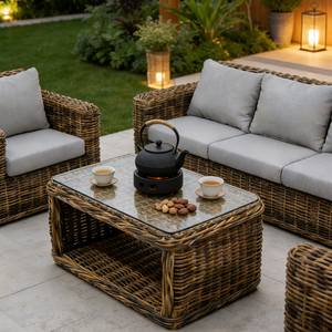Ensemble <span class=keywords><strong>de</strong></span> canapés <span class=keywords><strong>de</strong></span> jardin en rotin d'extérieur moderne en osier PE, mobilier <span class=keywords><strong>de</strong></span> patio pour hôtel, résistant à l'eau, durable, vente chaude - Product Image 6