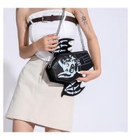Bolso bandolera gótico personalizado con forma de ataúd, mini bolso Y2K con diseño de esqueleto y alas de murciélago, bolso de mano con forma de ataúd para Halloween