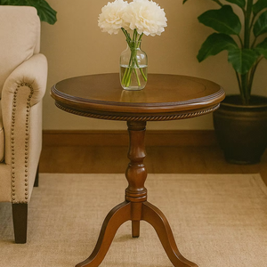 High Quality Sheraton Round Dining <b>Table</b> Solid Rubberwood in <b>Walnut</b> Brown Finish Home Furniture with Decorative Feature - Product Image 1