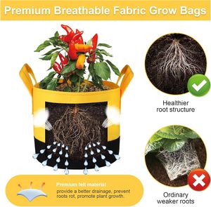Sacs de culture robustes en tissu de 5, 7 et 10 gallons avec poignées, <span class=keywords><strong>pots</strong></span> multi-tailles pour pommes de terre, tomates, légumes, fruits, fleurs et herbes - Product Image 4
