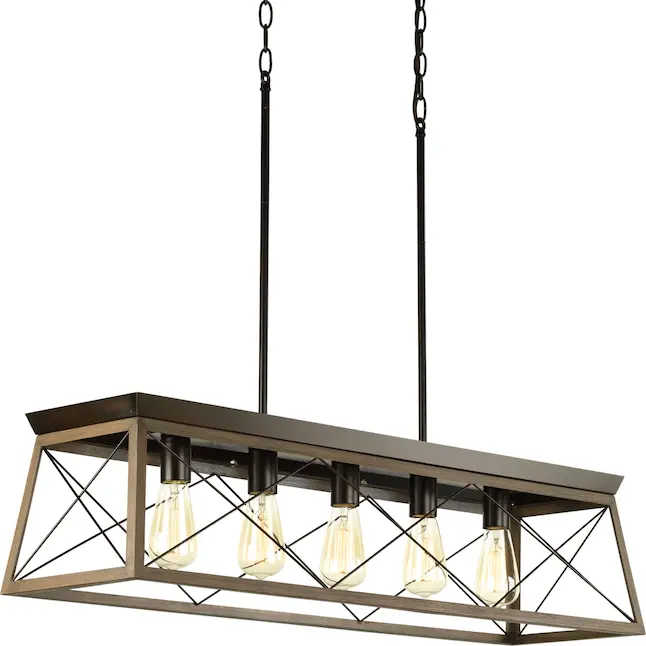 ETL Farmhouse Faux-painted Wood Industrial Lighting Fixture For Kitchen Island Dinning Room Pendant Light