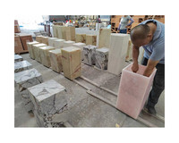 Table basse en marbre blanc Bianco, petite table en pierre naturelle, table rectangulaire en pierre