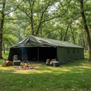 Custom Army-green <b>Canvas</b> Double Layer One Bedroom <b>Wall</b> Tent 100 Persons Durable Frame Four-season All Weather 3000mm - Product Image 1