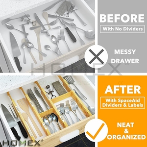 Cajón personalizado Ecológico Cajón profundo Organizadores de bambú para utensilios de cocina grandes, ropa, dormitorio - Product Image 3