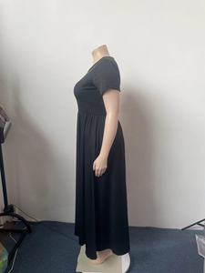 Phổ biến màu rắn Áo eo lớn HEM Ngắn Tay Áo cộng với kích thước phụ nữ dài Dresses sehe thời trang - Product Image 3