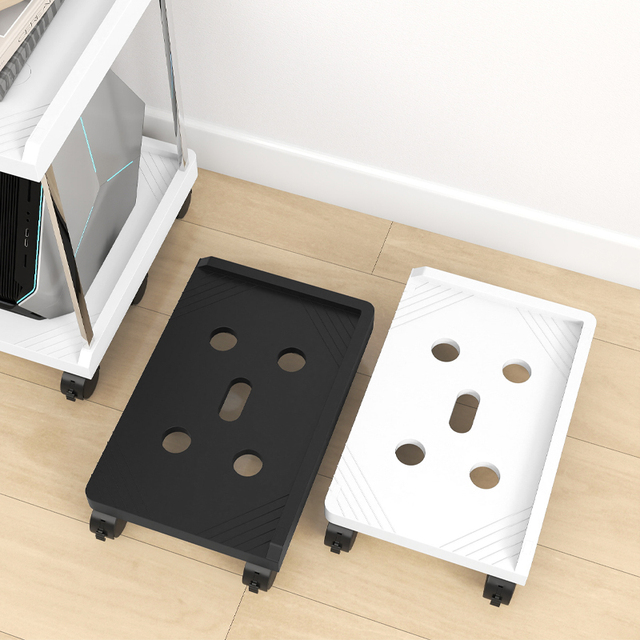 Rolling Computer Tower Stand, 360° Swivel Wheels with Brakes, Space-Saving Mobile Base for PC, Router & Desktop Accessories