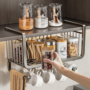 Étagère de rangement de cuisine Blue Vine, panier suspendu rectangulaire mural, sans perçage, multi-usages, portable, sans installation - Product Image 5