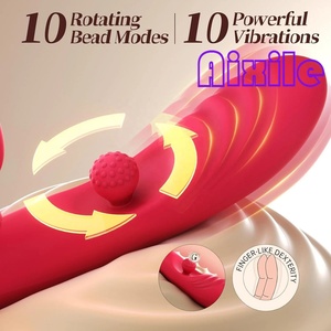 Stimulateur clitoridien Rose Toy, jouets sexuels féminins, jouets pour adultes 360 °   Vibromasseur rotatif vibrant à perles pour stimulation du point G - Product Image 4