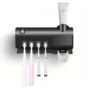 Porte-brosse à dents multifonctionnel à induction Boîte de rangement murale pour brosse à dents automatique sans trou pour presser le dentifrice