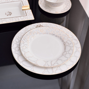 58 Pcs Luxury Fine Bone China <b>Dinnerware</b> <b>Set</b> with Gold Inlay Under Glazed Pattern Gift Box Packaging Food Contact Safe - Product Image 4