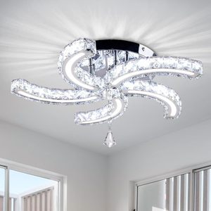 Plafonnier en cristal blanc froid en forme de <span class=keywords><strong>faucille</strong></span>, base en acier inoxydable, disponible pour salon, chambre, hôtel, hall intérieur, taille moyenne - Product Image 5