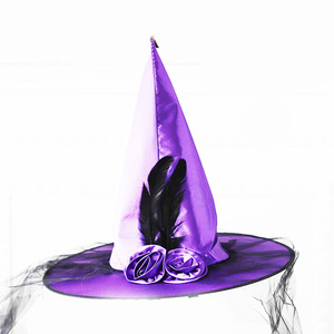 Hombre mujer Halloween <span class=keywords><strong>bruja</strong></span> sombrero adulto fiesta disfraz pluma Rosa flores <span class=keywords><strong>bruja</strong></span> sombreros Cosplay fantasma Festival gorras - Product Image 3